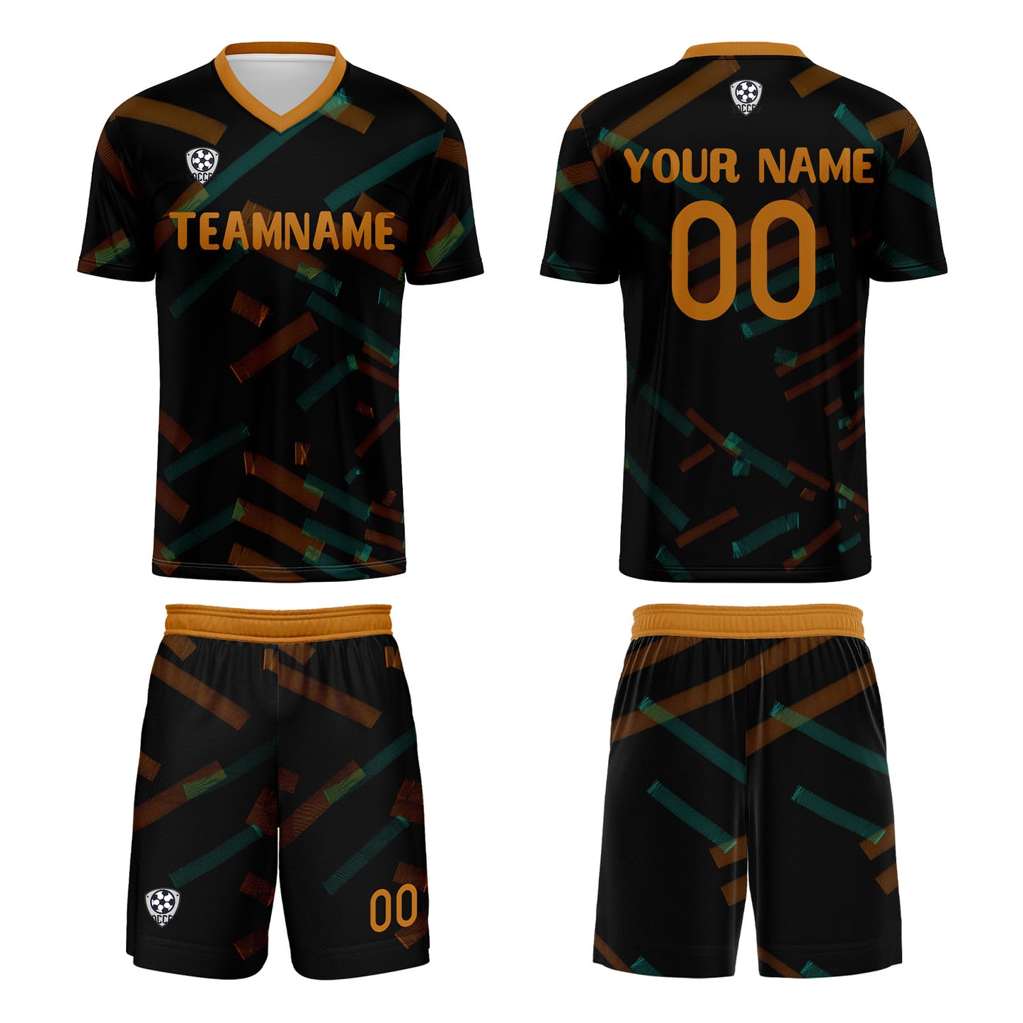 Custom Black Orange Soccer Uniform Jersey Kids Adults Personalized Set Jersey Shirt