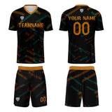Custom Black Orange Soccer Uniform Jersey Kids Adults Personalized Set Jersey Shirt