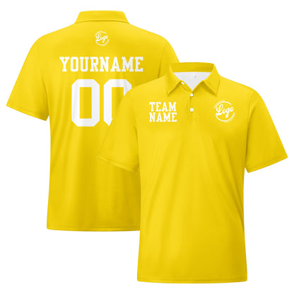 Custom Yellow White Football Polo Shirts  Add Your Unique Logo/Name/Number