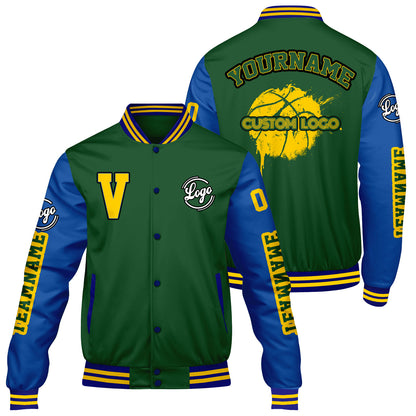 Custom Green Color Blue Varsity Jackets for Men Women Youth Personalized Letterman Jackets
