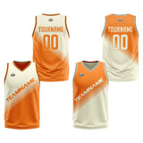 Custom Cream Orange Reversible Basketball Suit for Adults and Kids Personalized Jersey