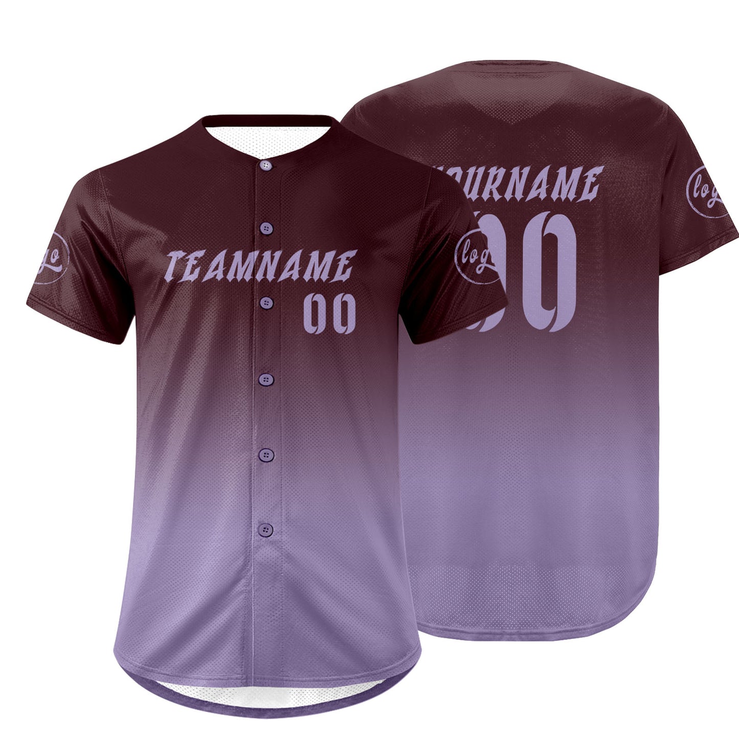 Custom Brown Purple Baseball Jersey Personalized Gradient Team Uniforms Shirt with Name Number