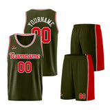 Custom Army Green-Red Basketball Jersey for Men Women Adult Youth Stitched Name Number Logo