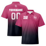 Custom Pink Grey Football Gradient Polo Shirts  Add Your Unique Logo/Name/Number