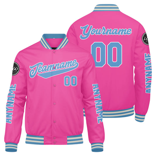 Custom Pink Varsity Jackets for Men Women Youth Personalized Letterman Jackets