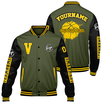 Custom Olive Green Black Varsity Jackets for Men Women Youth Personalized Letterman Jackets