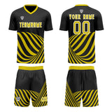 Custom Black Yellow Uniform Jersey Kids Adults Personalized Set Jersey Shirt