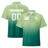 Custom Light Green Green Football Gradient Polo Shirts  Add Your Unique Logo/Name/Number