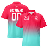 Custom Light Pink Cyan Football Gradient Polo Shirts  Add Your Unique Logo/Name/Number