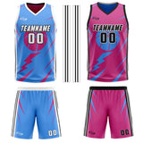 Custom Blue Pink Reversible Basketball Suit for Adults and Kids Personalized Jersey