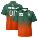 Custom Green Orange Football Gradient Polo Shirts  Add Your Unique Logo/Name/Number
