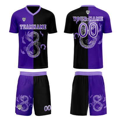 Custom Purple Black Uniform Jersey Kids Adults Personalized Set Jersey Shirt