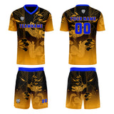 Custom Yellow Blue Uniform Jersey Kids Adults Personalized Set Jersey Shirt