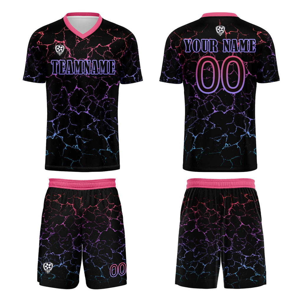 Custom Black Rose Red Soccer Uniform Jersey Kids Adults Personalized Set Jersey Shirt