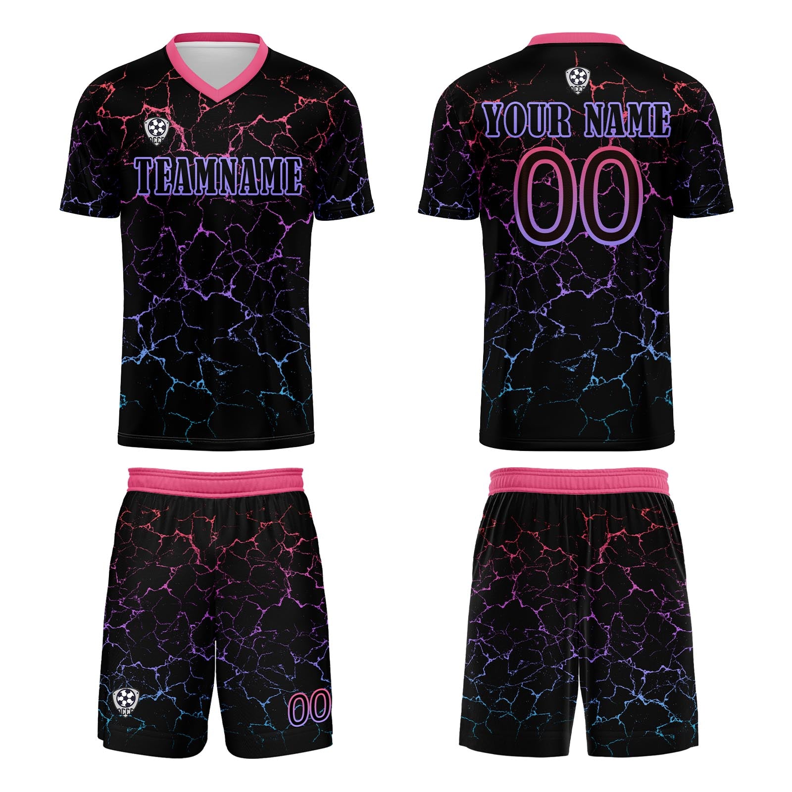 Custom Black Rose Red Soccer Uniform Jersey Kids Adults Personalized Set Jersey Shirt