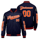Custom Navy Orange Varsity Jackets for Men Women Youth Personalized Letterman Jackets
