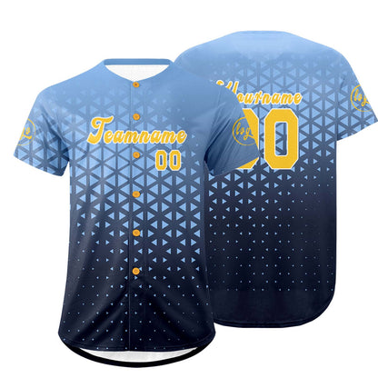 Custom Light Blue Thunder Blue Baseball Jersey Personalized Gradient Team Uniforms Shirt with Name Number