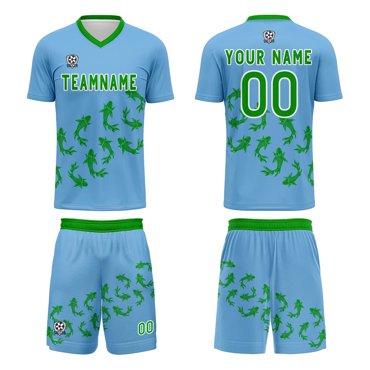 Custom Sky Blue Soccer Uniform Jersey Kids Adults Personalized Set Jersey Shirt