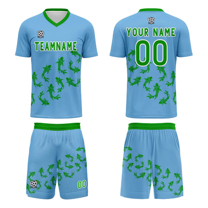 Custom Sky Blue Soccer Uniform Jersey Kids Adults Personalized Set Jersey Shirt