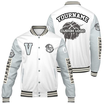 Custom White Grey Varsity Jackets for Men Women Youth Personalized Letterman Jackets