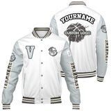Custom White Grey Varsity Jackets for Men Women Youth Personalized Letterman Jackets