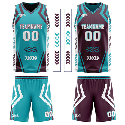 Custom Cyan Vintage Purple Reversible Basketball Suit for Adults and Kids Personalized Jersey