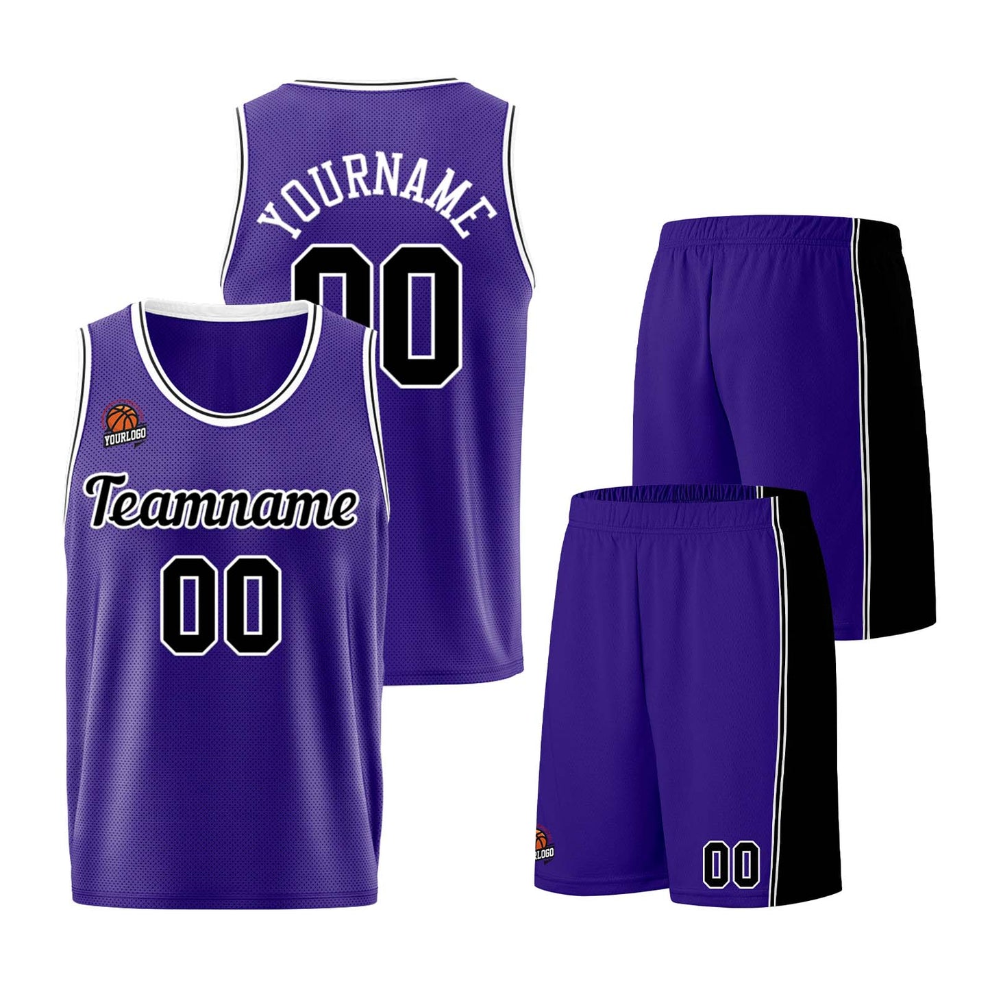 Custom Purple Black Basketball Jersey for Men Women Adult Youth Stitched Name Number Logo