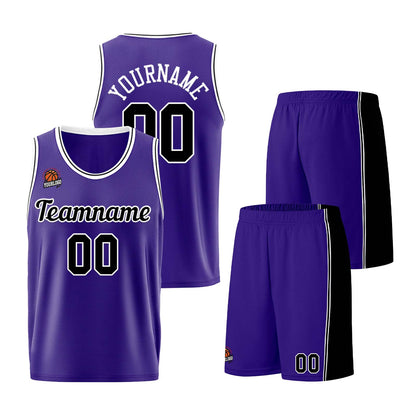 Custom Purple Black Basketball Jersey for Men Women Adult Youth Stitched Name Number Logo