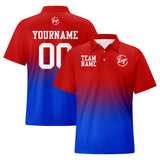 Custom Red Blue Football Gradient Polo Shirts  Add Your Unique Logo/Name/Number