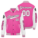 Custom Pink White Varsity Jackets for Men Women Youth Personalized Letterman Jackets