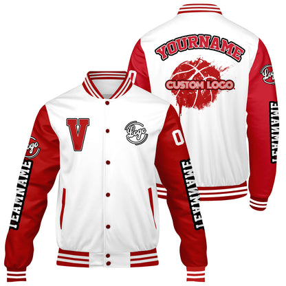 Custom White Red Varsity Jackets for Men Women Youth Personalized Letterman Jackets