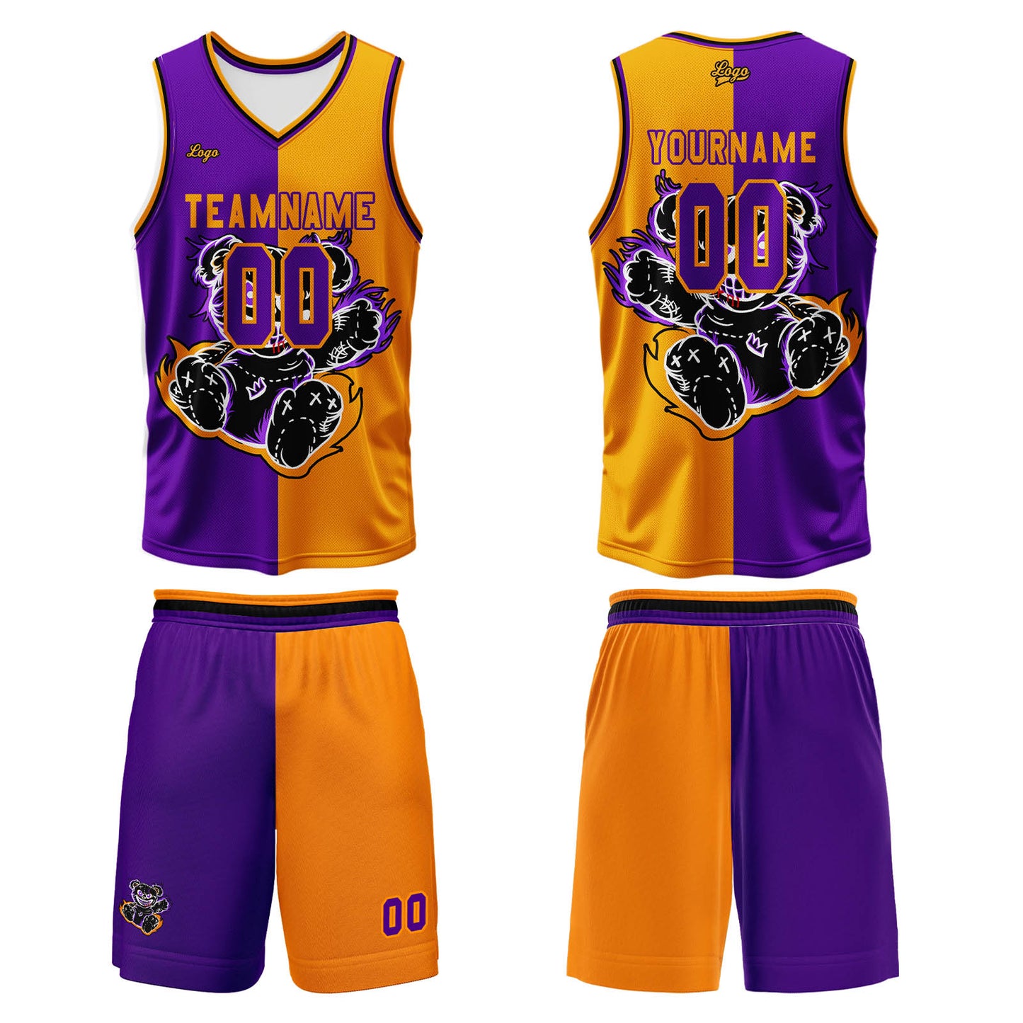 Custom Orange Violet Basketball Jersey Uniform Suit Printed Your Logo Name Number