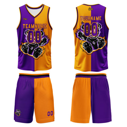 Custom Orange Violet Basketball Jersey Uniform Suit Printed Your Logo Name Number