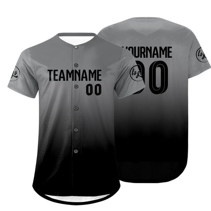 Custom Gray Black Baseball Jersey Personalized Gradient Team Uniforms Shirt with Name Number