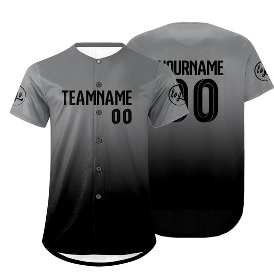 Custom Gray Black Baseball Jersey Personalized Gradient Team Uniforms Shirt with Name Number