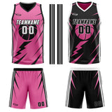 Custom Pink Black Reversible Basketball Suit for Adults and Kids Personalized Jersey