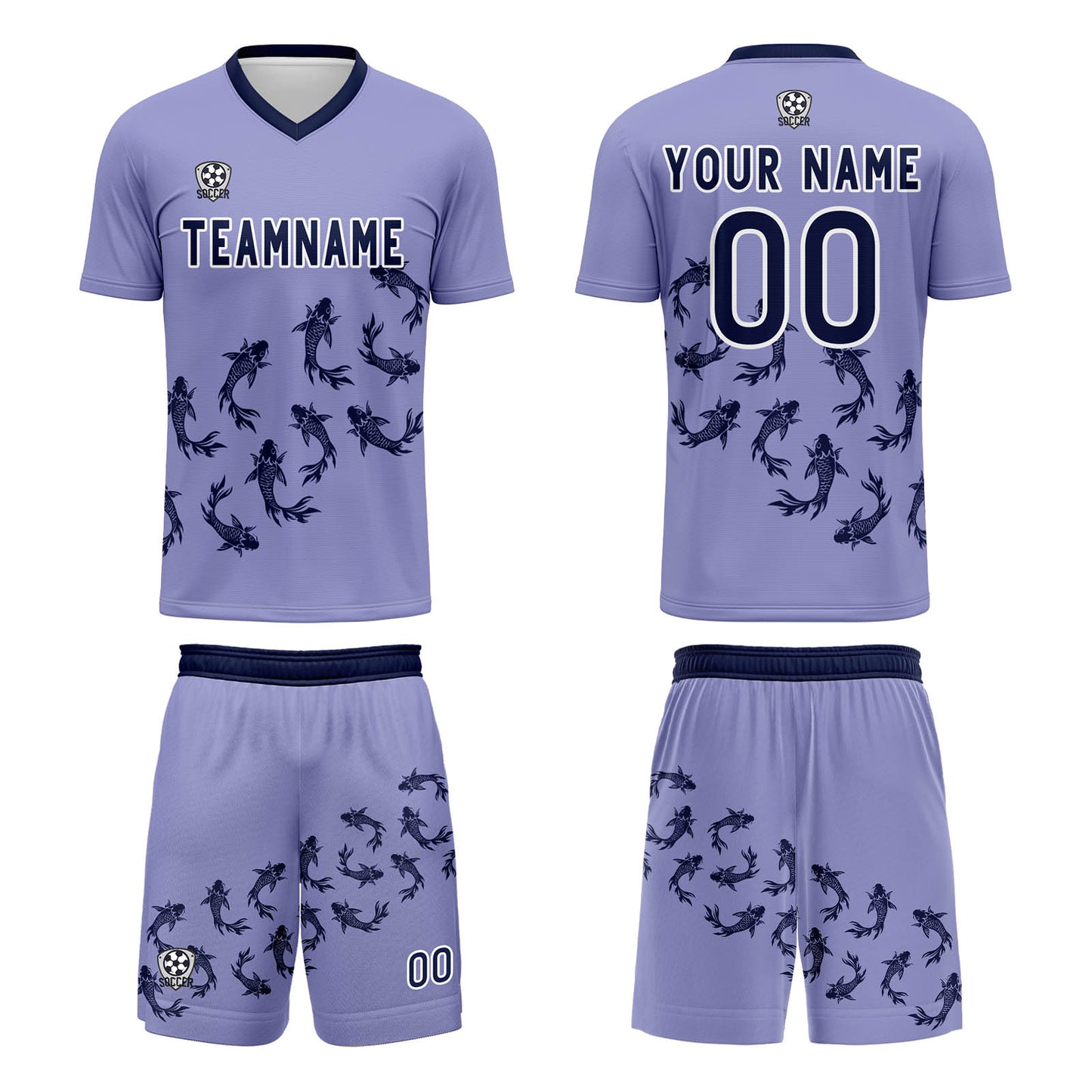 Custom Light Purple Soccer Uniform Jersey Kids Adults Personalized Set Jersey Shirt