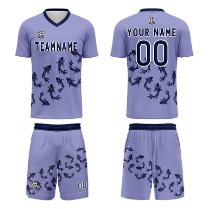 Custom Light Purple Soccer Uniform Jersey Kids Adults Personalized Set Jersey Shirt