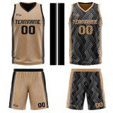 Custom Brown Black Reversible Basketball Suit for Adults and Kids Personalized Jersey