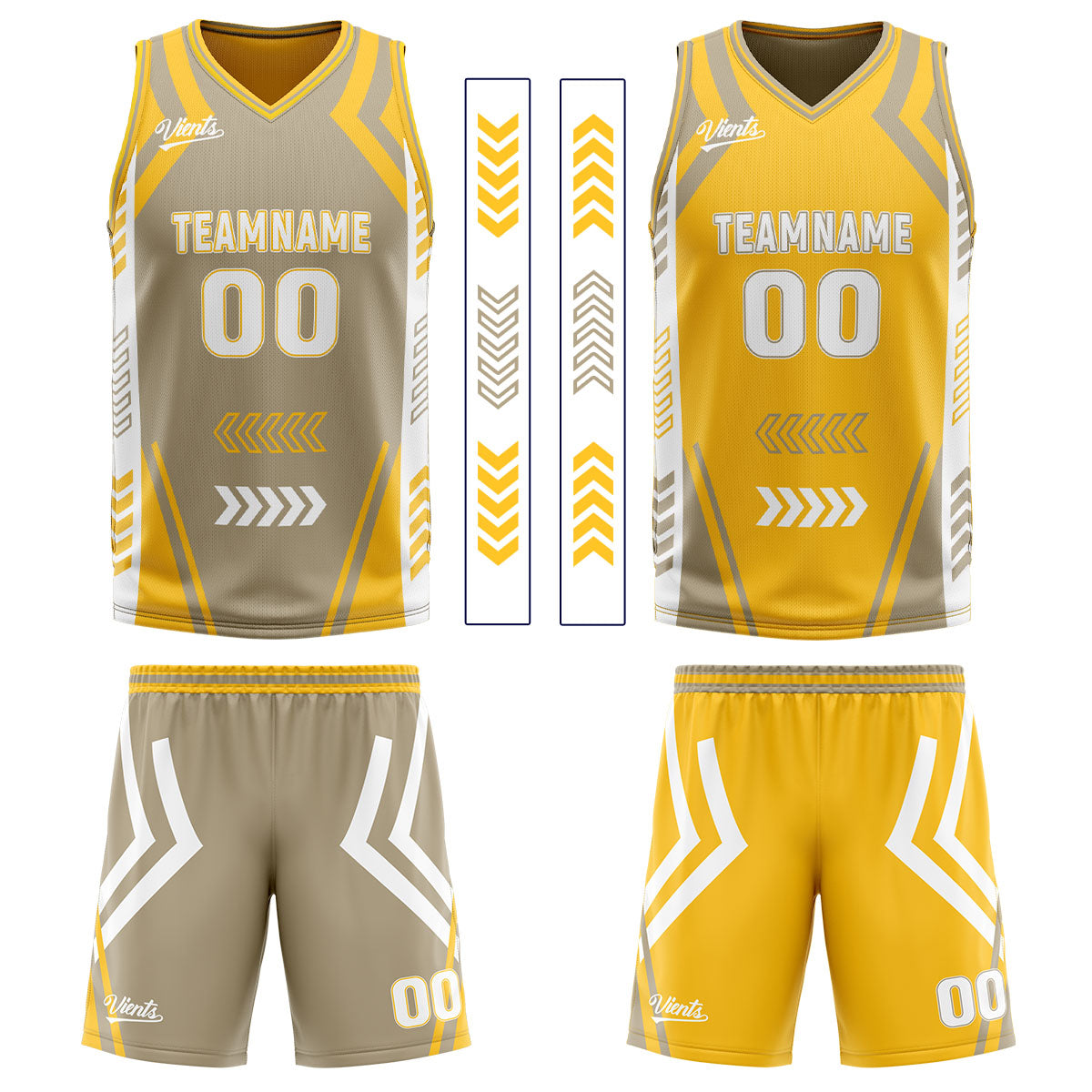 Custom Grey Yellow Reversible Basketball Suit for Adults and Kids Personalized Jersey