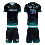 Custom Black Cyan Soccer Uniform Jersey Kids Adults Personalized Set Jersey Shirt
