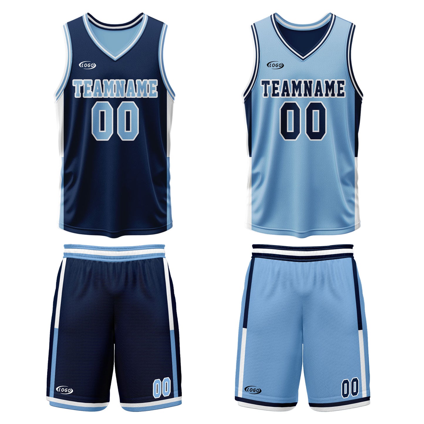 Custom Navy Blue Reversible Basketball Suit for Adults and Kids Personalized Jersey