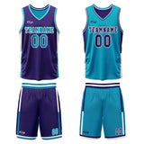 Custom Purple Cyan Reversible Basketball Suit for Adults and Kids Personalized Jersey