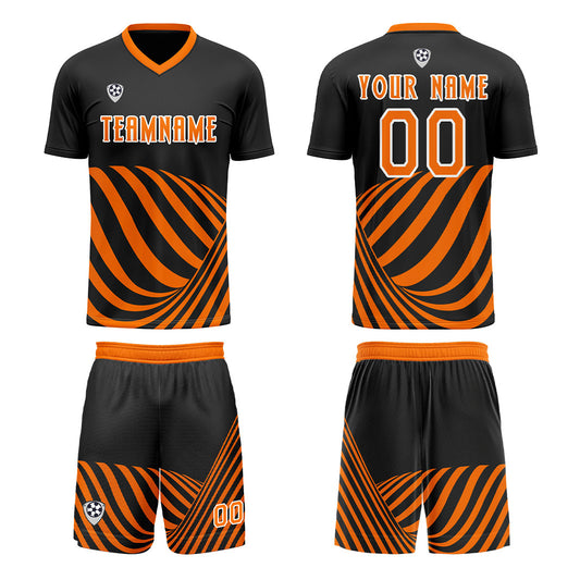 Custom Black Orange Uniform Jersey Kids Adults Personalized Set Jersey Shirt