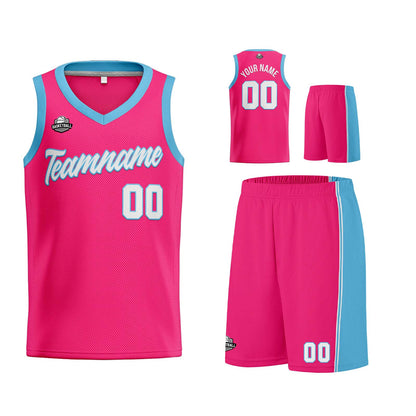 Custom Pink Light Blue Basketball Jersey for Men Women Adult Youth Stitched Name Number Logo