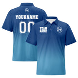Custom Blue Light Blue Football Gradient Polo Shirts  Add Your Unique Logo/Name/Number
