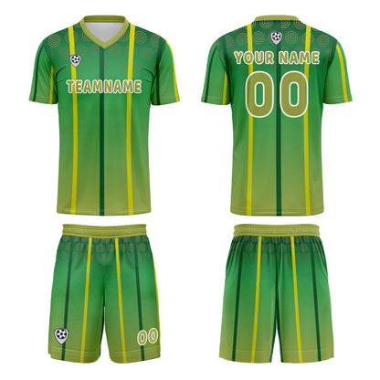 Custom Yellow Green Uniform Jersey Kids Adults Personalized Set Jersey Shirt