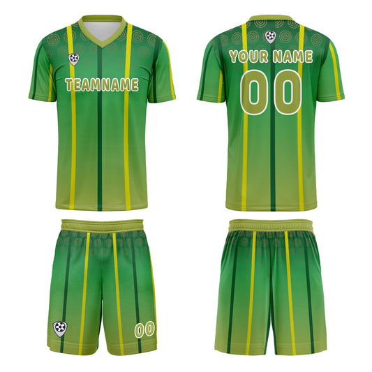 Custom Yellow Green Uniform Jersey Kids Adults Personalized Set Jersey Shirt