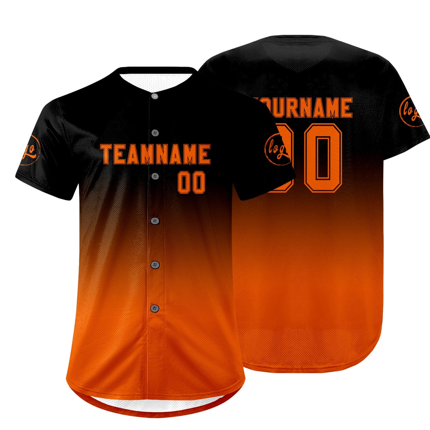 Custom Black Orange Baseball Jersey Personalized Gradient Team Uniforms Shirt with Name Number
