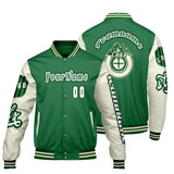 Custom Green White Letterman Varsity Jacket Personalized Embroidery Printing